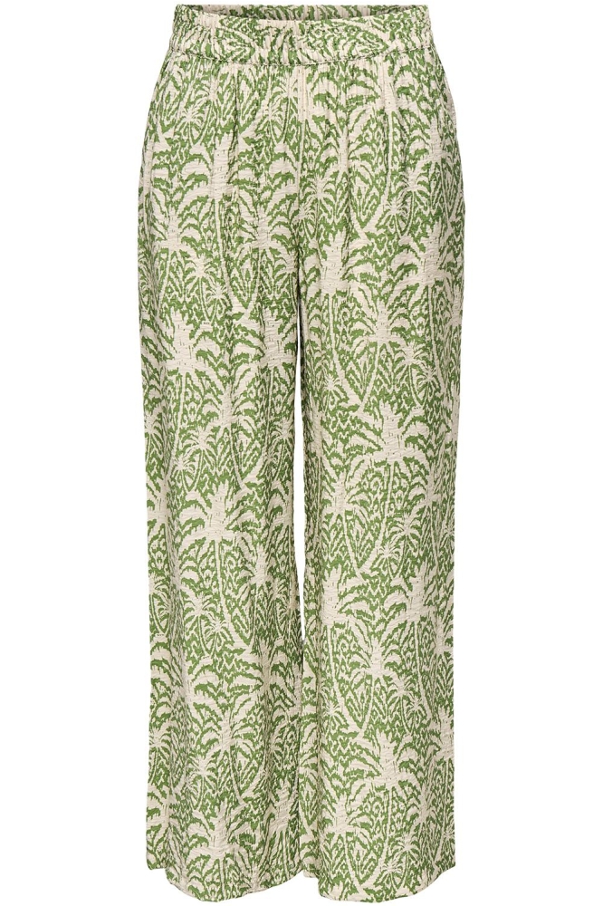 JDYTROYA LIFE MW WIDE PANT DIA 15339132 KALE/02-25-07 TAPIOCA PALM TREE